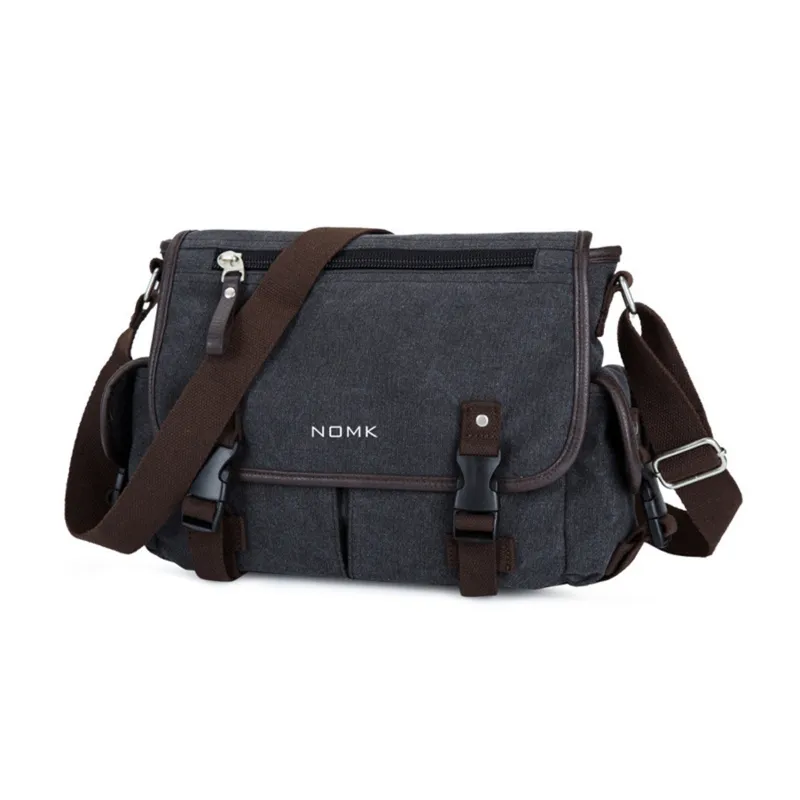NOMK Canvas Canvas Bag Workwear Messenger Bag Backpack Crossbody Bag Regular Unisex Gray-1