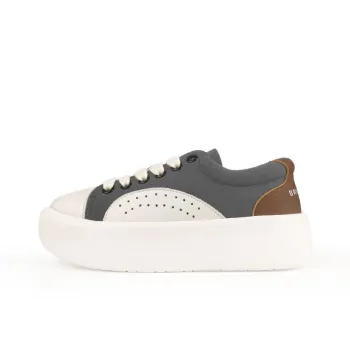 Brilli Pace Gray And White Panda Lightweight Height Increasing Low Top Canvas Puffy Skateboard Shoes Unisex Gray Brown