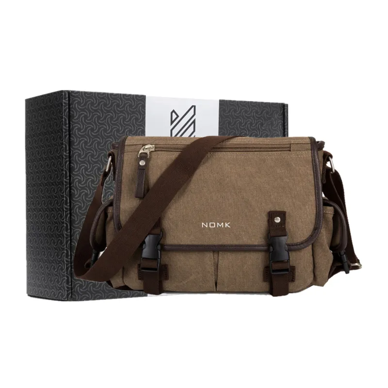 NOMK Canvas Canvas Bag Workwear Messenger Bag Backpack Crossbody Bag Regular Unisex Gray-9