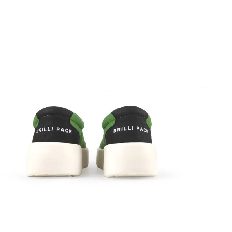 Brilli Pace Lightweight Height Increasing Low Top Canvas Puffy Skateboard Shoes Unisex Green White Black-3