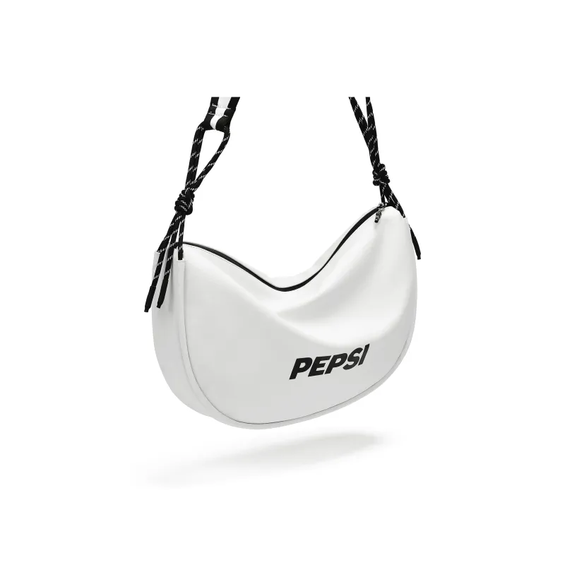 Pepsi PU Dumpling Shoulder Bag Regular Unisex White/Black-3