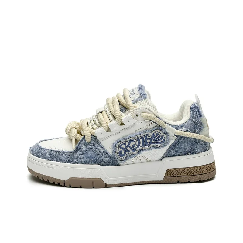 SK.TRIP Wear-Resistant Breathable Height Increasing Low-Top Skateboard Shoes Unisex Denim Blue-1