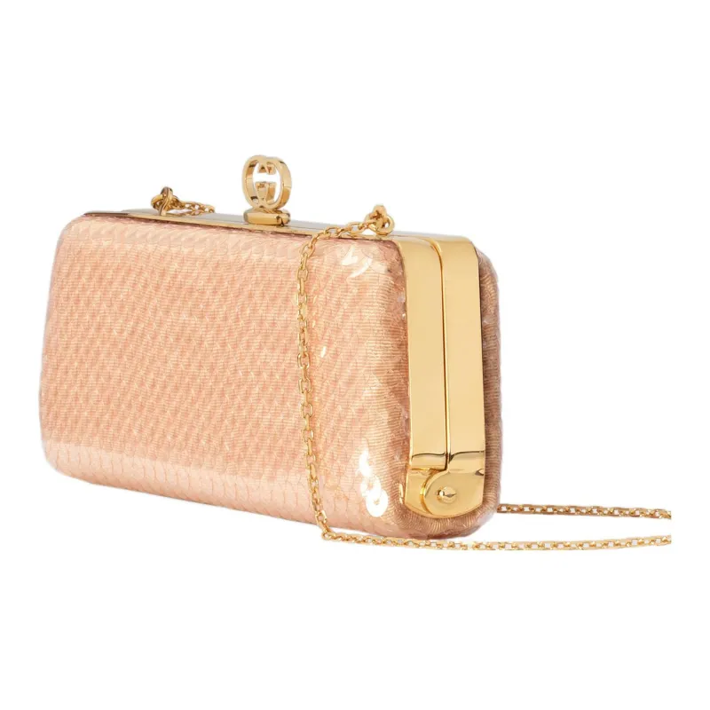 GUCCI Broadway Fabric Evening Party Clutch Small Size Women's Beige-1