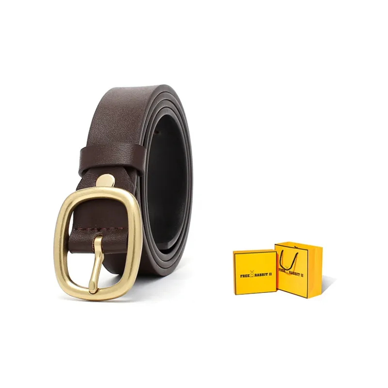 FREE RABBITⅡ Oval Pin Buckle Cow Leather Leather Belts Unisex 2.8CM-4