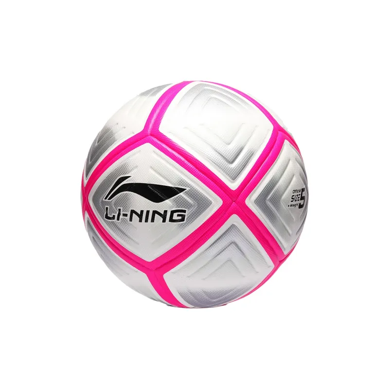 LiNing Size 5 Soccer TPU Hand Stitched Soccer Ball Unisex Gray Pink-16