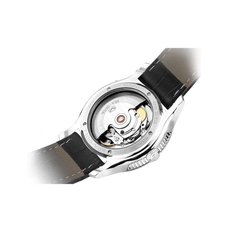 Sea Gull Automatic Mechanical Movement Genuine Leather Strap Watch Men's Watches White Dial-1