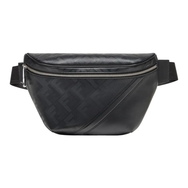 FENDI Calfskin Shoulder Bag Crossbody Bag Fanny Pack Regular Men's Black-0
