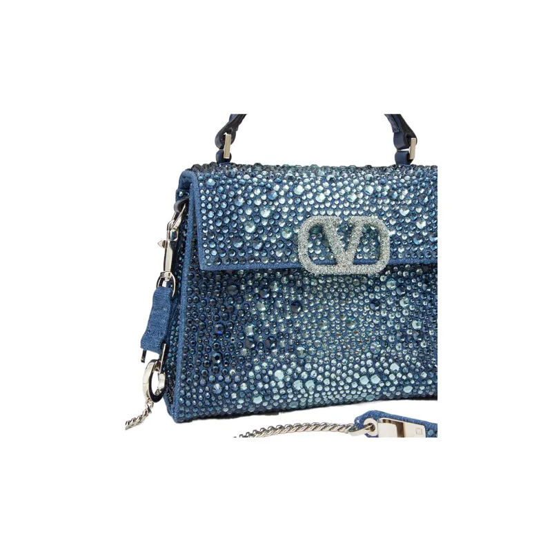 Valentino Denim Shoulder Bag, Crossbody Bag, Handbag Mini Women's Blue-6