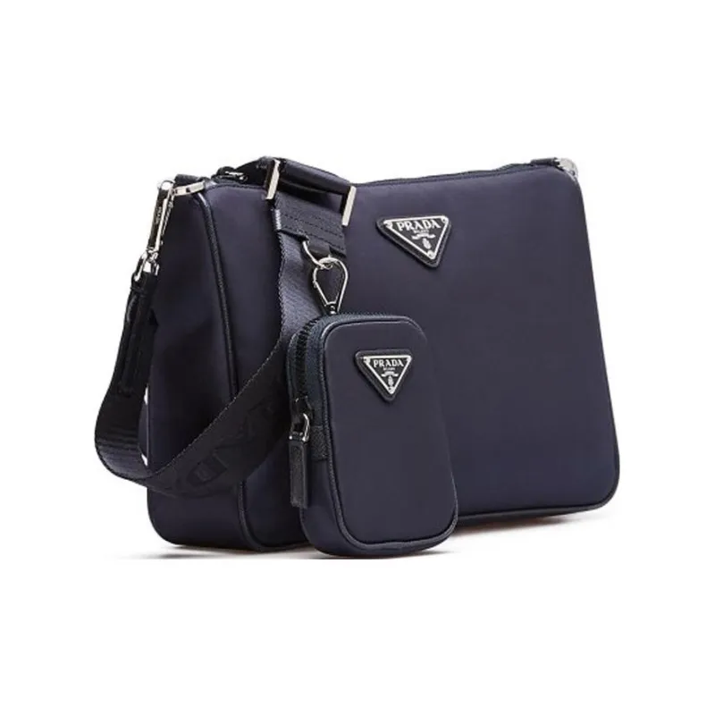 PRADA Saffiano Leather Messenger Bag Briefcase Shoulder Bag Crossbody Bag Regular Men's Blue-1