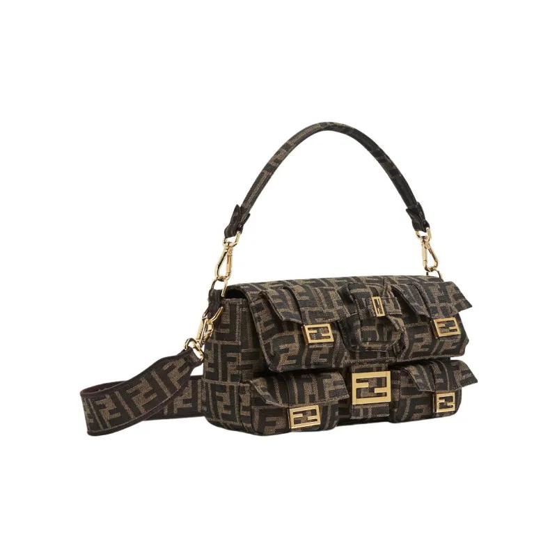 FENDI Baguette Jacquard Fanny Pack Portable Crossbody Bag Shoulder Bag Regular Women's Brown-1
