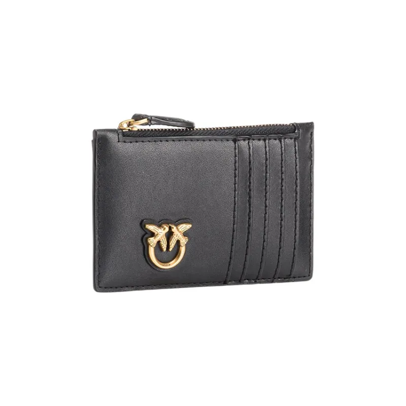 PINKO Cow Leather Card Clip Card Holder Women's Black-1