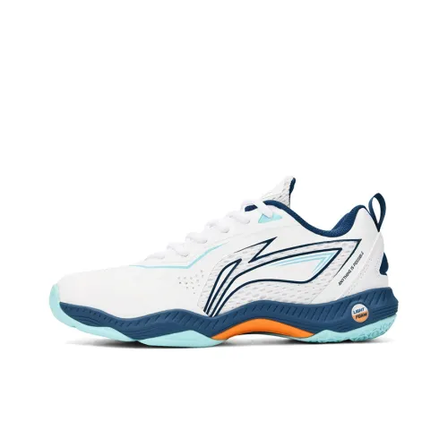 LiNing Anti Slip Wear Resistant Breathable Coverage Low Top Badminton Shoes Unisex White New Denim Blue