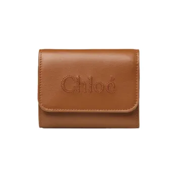 Chloe Shiny Calfskin Wallet Small Size Women's Caramel Brown
