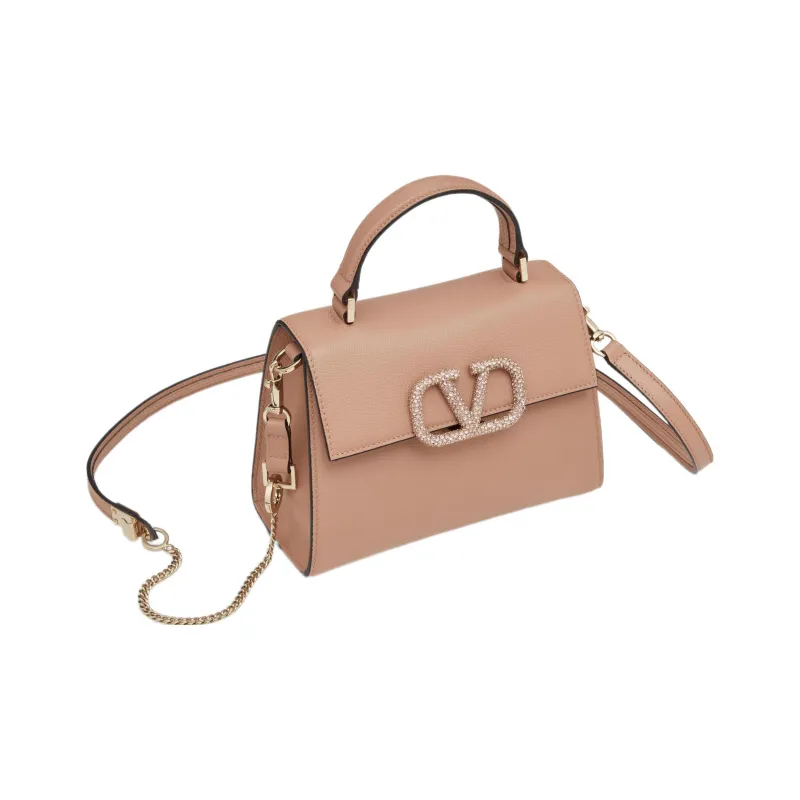 Valentino VSLING Embroidery Shoulder Bag Crossbody Bag Handbag Small Size Women's Cinnamon Pink-3