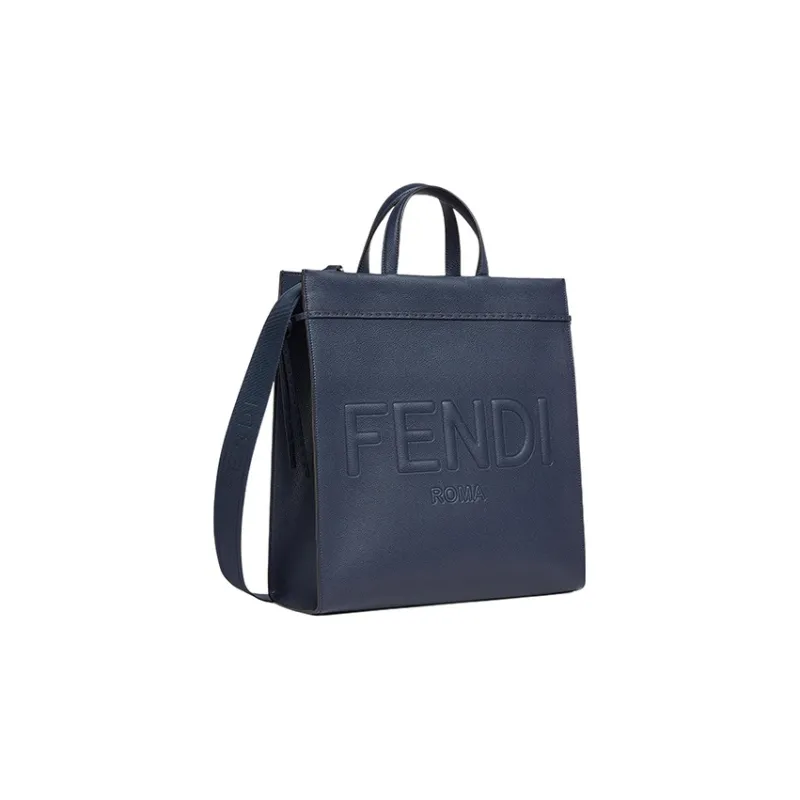 FENDI Calfskin Shoulder Bag, Crossbody Bag, Handbag Medium Size Men's Dark Blue-1