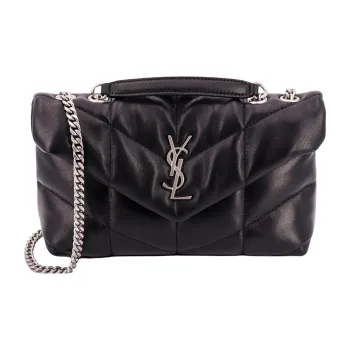 SAINT LAURENT PUFFER Leather Portable Crossbody Bag Shoulder Bag Women's Black