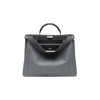 FENDI Peekaboo ISeeU Calfskin Shoulder Bag, Crossbody Bag, Handbag Medium Size Men's Gray