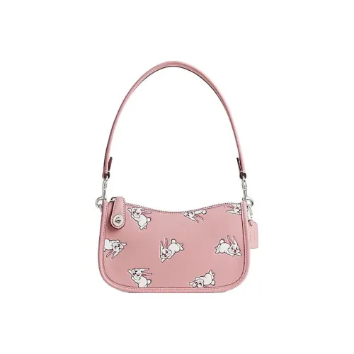 COACH All White Rabbit Collaboration Swinger Cow Leather Mahjong Bag Shoulder Bag Handbag Shoulder Bag Women's Pink