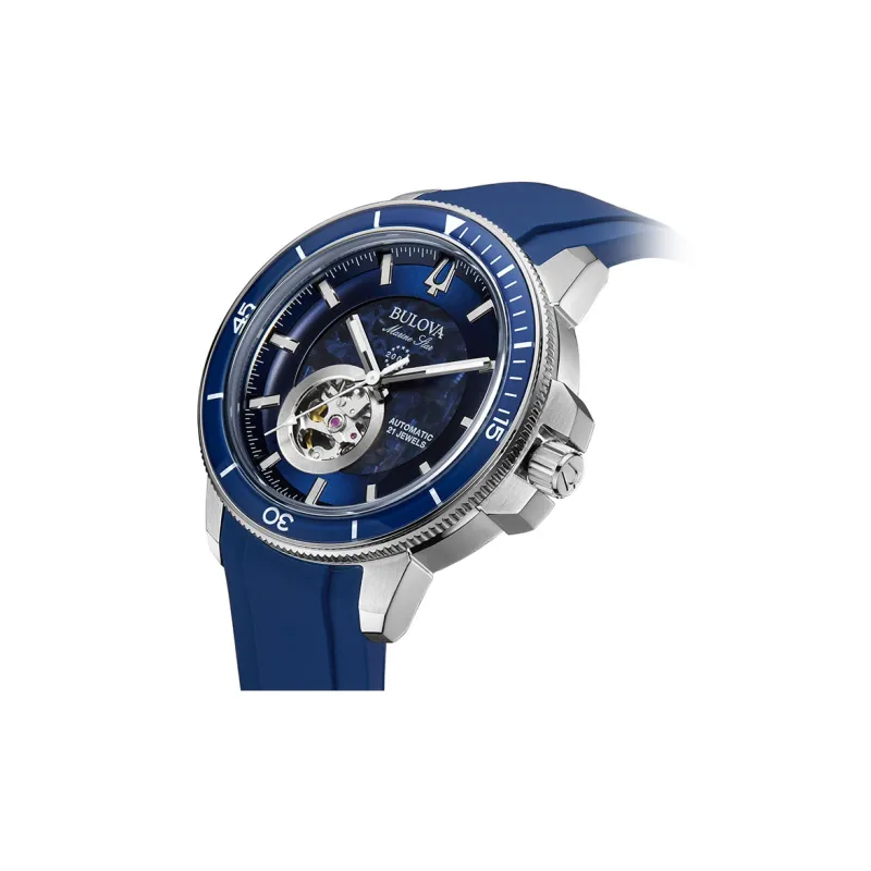 BULOVA Ocean Star Collection Wrist Watch Mechanical Movement Rubber Strap Blue Dial Men's Watches 96A303-1