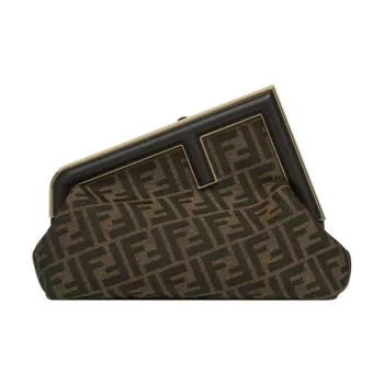 FENDI Fendi First Jacquard Fabric One Shoulder Crossbody Clutches Regular Women's Brown
