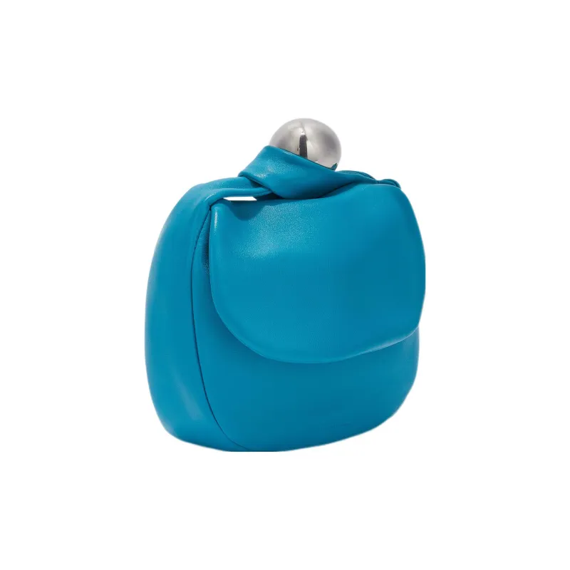 JIL SANDER Calfskin Cloud Dumpling Bag, Clutch Trumpets Women's Blue-1