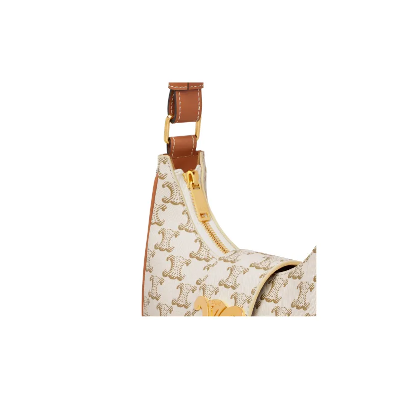 CELINE AVATriomphe Canvas With Calfskin Handbag Shoulder Bag Regular Women's White-4
