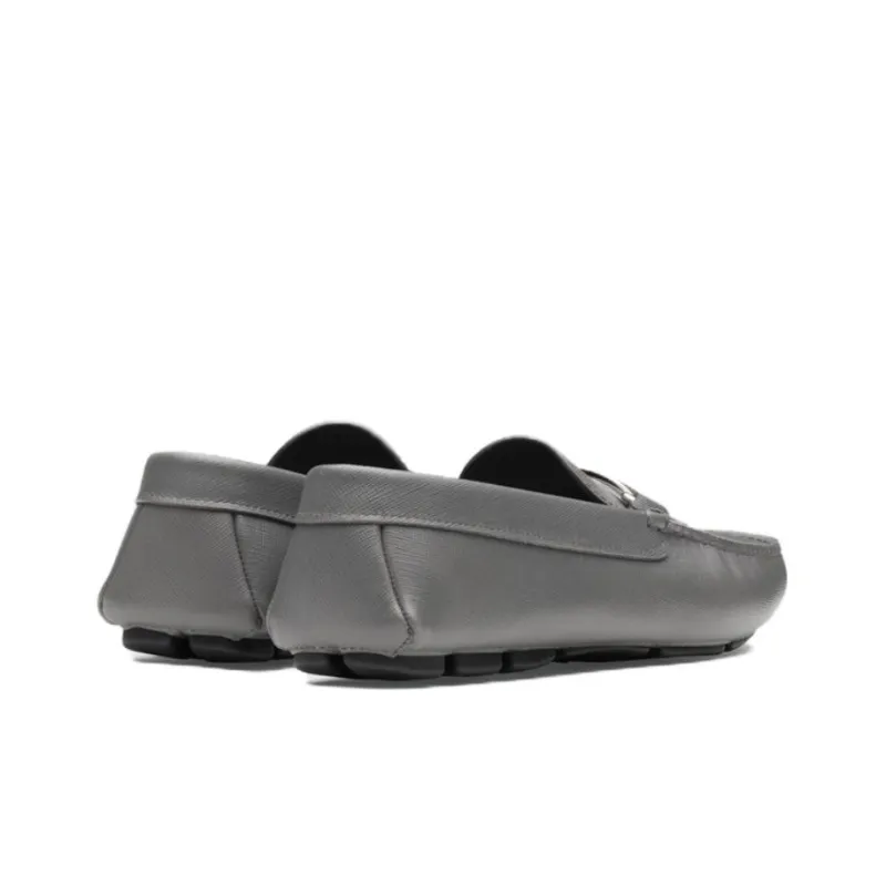 PRADA Saffiano Loafers Men's Gray-2