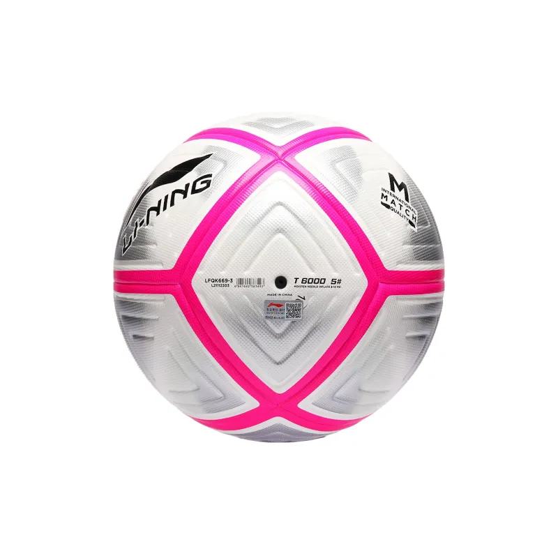 LiNing Size 5 Soccer TPU Hand Stitched Soccer Ball Unisex Gray Pink-17