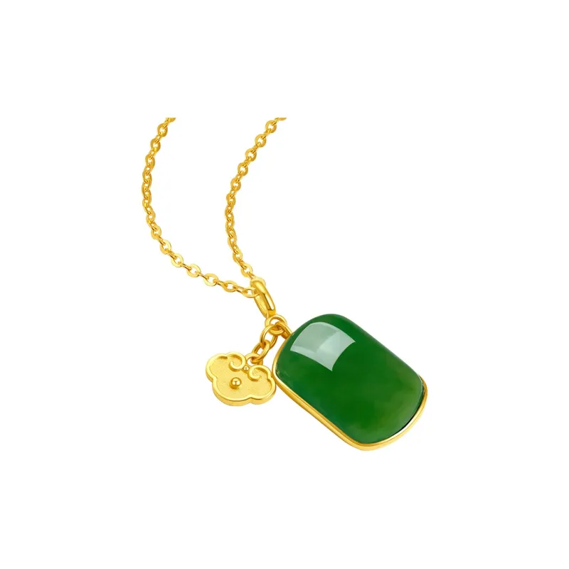 ZHOU LIU FU Hetian Jade Pendants Unisex Green Jade-5