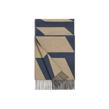 HERMES Knit Scarves Unisex Blue/Beige
