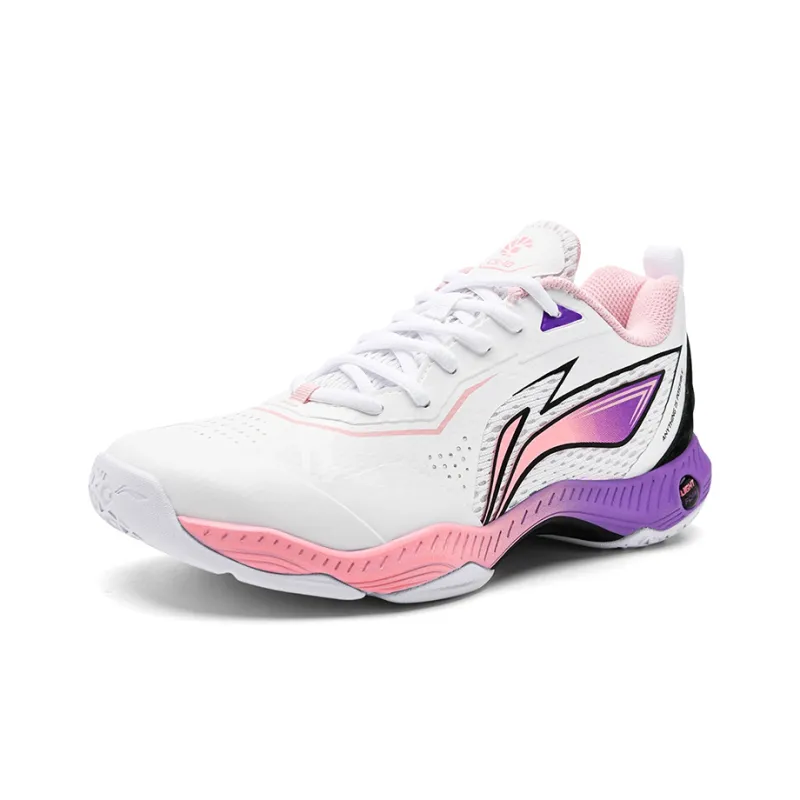 LiNing Anti Slip Wear Resistant Breathable Coverage Low Top Badminton Shoes Unisex White Black-1