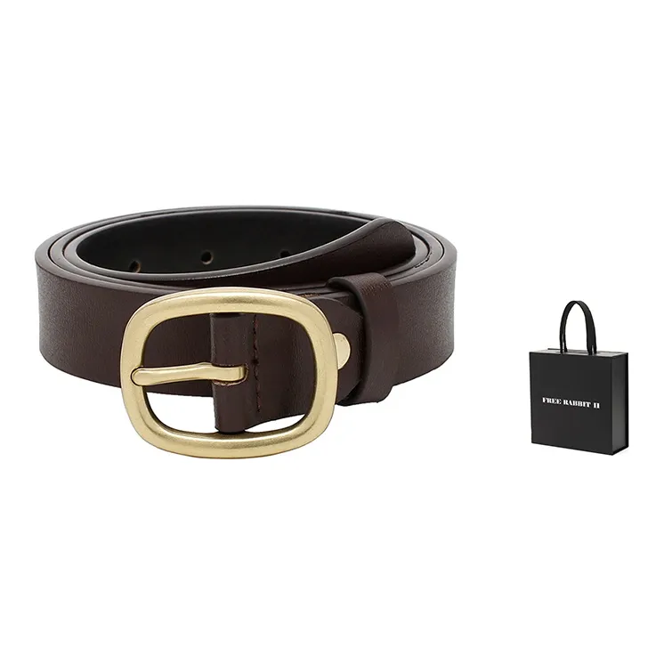 FREE RABBITⅡ Oval Pin Buckle Cow Leather Leather Belts Unisex 2.8CM-10