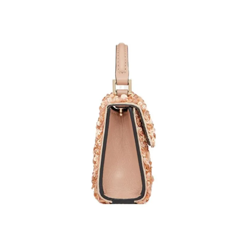 Valentino Crystal Embroidery Shoulder Bag Crossbody Bag Handbag Micro Women's Light Brown-2