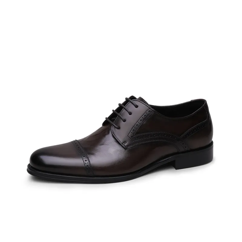 GOLDLION Dress Shoes Men Low Top Black/Brown-6