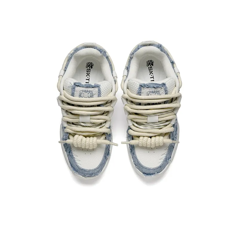 SK.TRIP Wear-Resistant Breathable Height Increasing Low-Top Skateboard Shoes Unisex Denim Blue-5