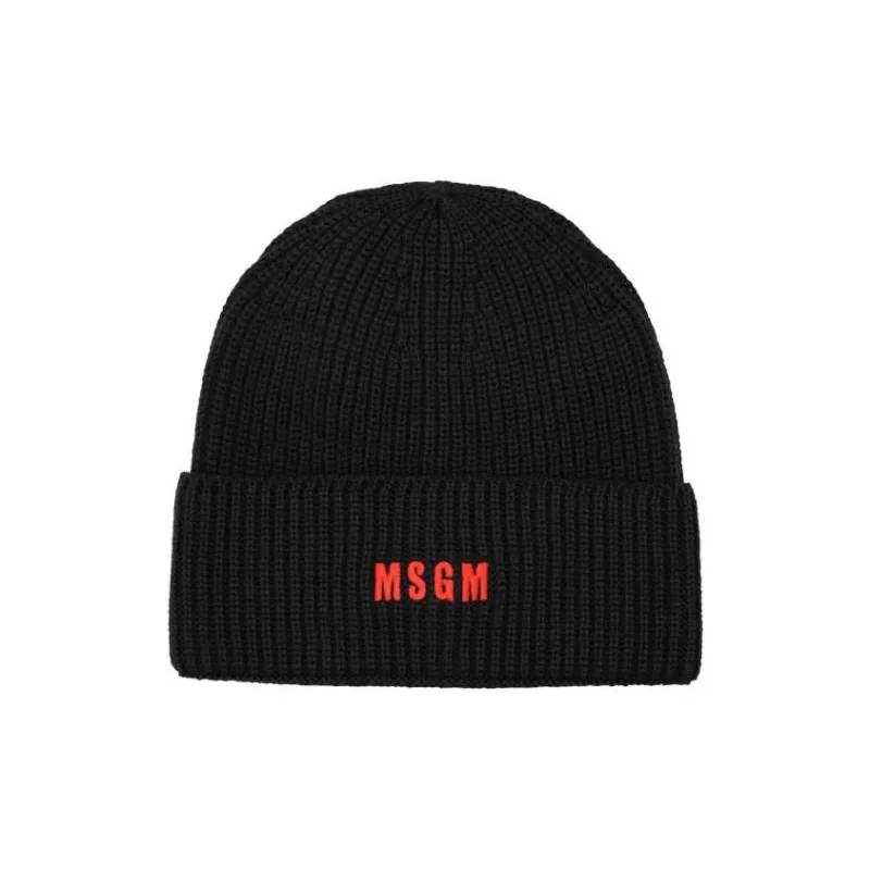 MSGM Logo embroidered Ribbed knit Beanie-0