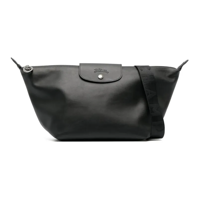 LONGCHAMP Le Pliage Xtra Cow Leather Dumpling Bag Hobo Shoulder Bag, Crossbody Bag Trumpets Women's Black-0