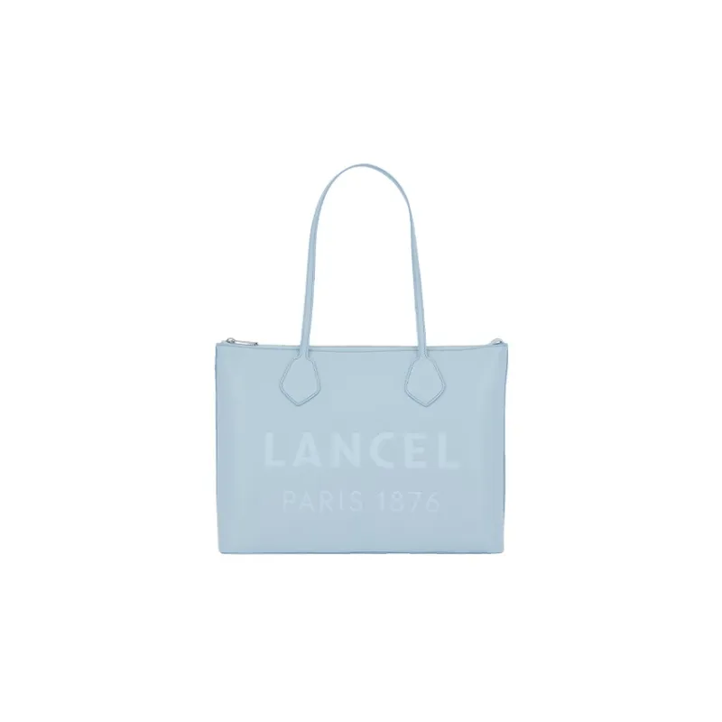 LANCEL Smooth Cow Leather Tote Bag Shopping Bag Shoulder Bag Handbag Women's Blue-0