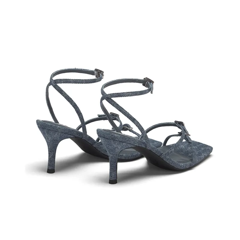 73Hours Supermodel Journal One Strap Sandals 7cm Women's Denim-4
