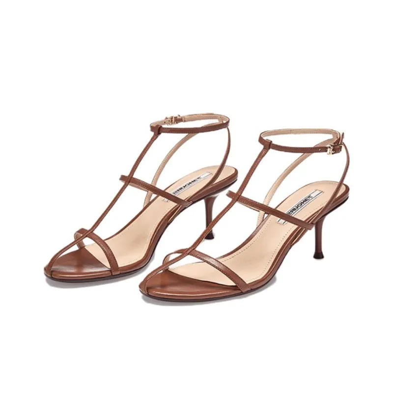73Hours Genius Scale Roman Sandals 6cm Women's Red Brown-2