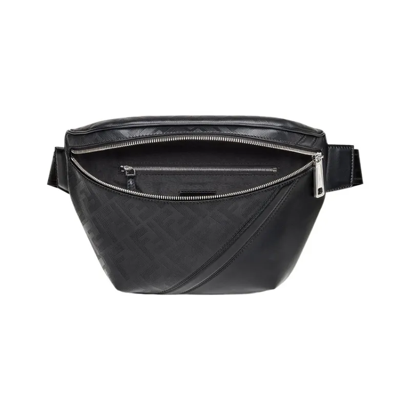 FENDI Calfskin Shoulder Bag Crossbody Bag Fanny Pack Regular Men's Black-3