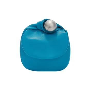 JIL SANDER Calfskin Cloud Dumpling Bag, Clutch Trumpets Women's Blue