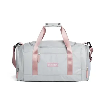 COWBONE Nylon Portable Crossbody Travel Bag Gym Bag Large Size Unisex Gray/Pink