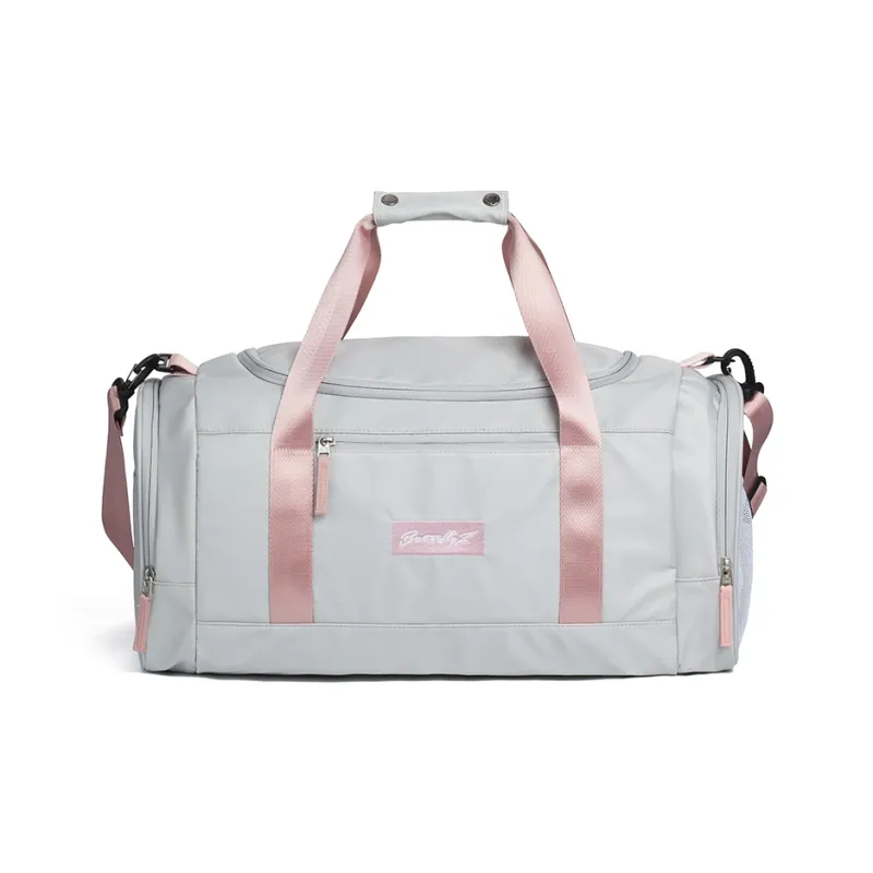 COWBONE Nylon Portable Crossbody Travel Bag Gym Bag Large Size Unisex Gray/Pink-0