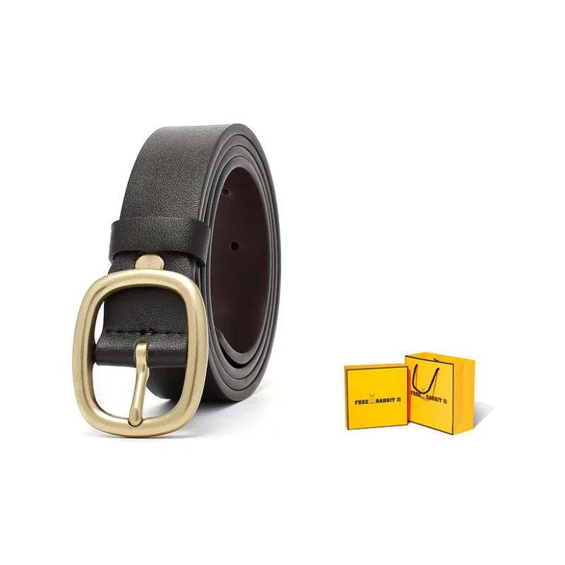 FREE RABBITⅡ Oval Pin Buckle Cow Leather Leather Belts Unisex 2.8CM-1
