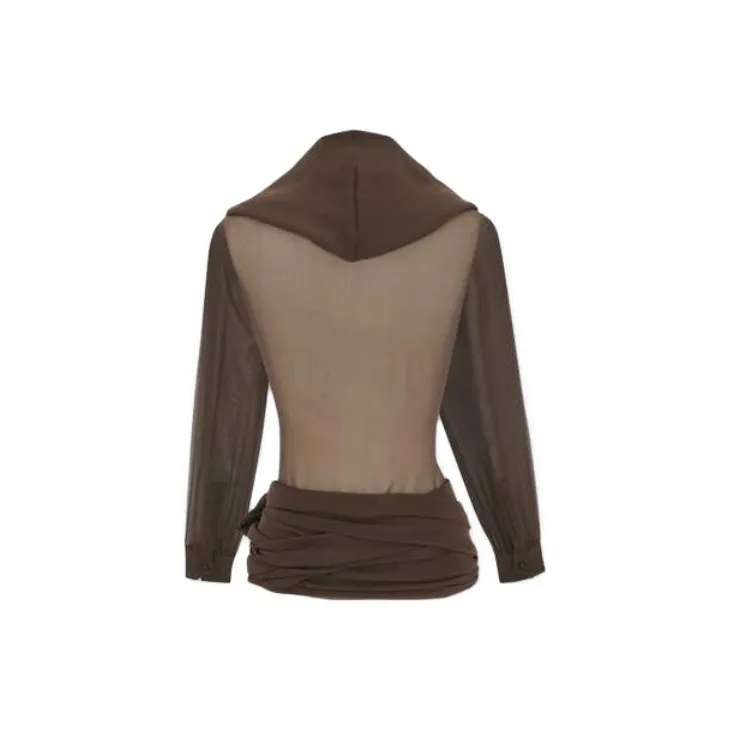 SAINT LAURENT Hooded Wrap Blouse-3