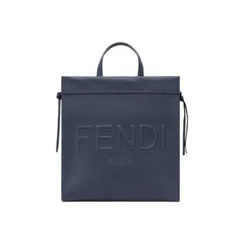 FENDI Calfskin Shoulder Bag, Crossbody Bag, Handbag Medium Size Men's Dark Blue