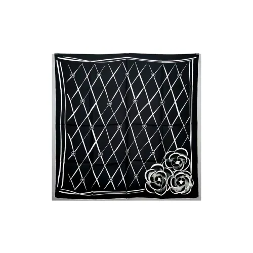 CHANEL Silk Scarves Women's Black