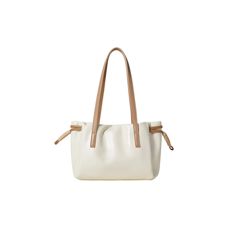 Miffy Soft Leather Travel Tote Handbag Shoulder Bag Medium Size Women's Ecru/Khaki-6