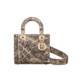 DIOR Lady DiorMy ABCDior Calfskin Lady Dior Bag, Shoulder Bag, Crossbody Bag, Handbag Trumpets Women's Beige/Black